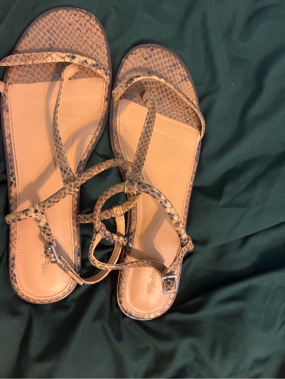 Madewell Strappy Snake-Print Flat Sandals